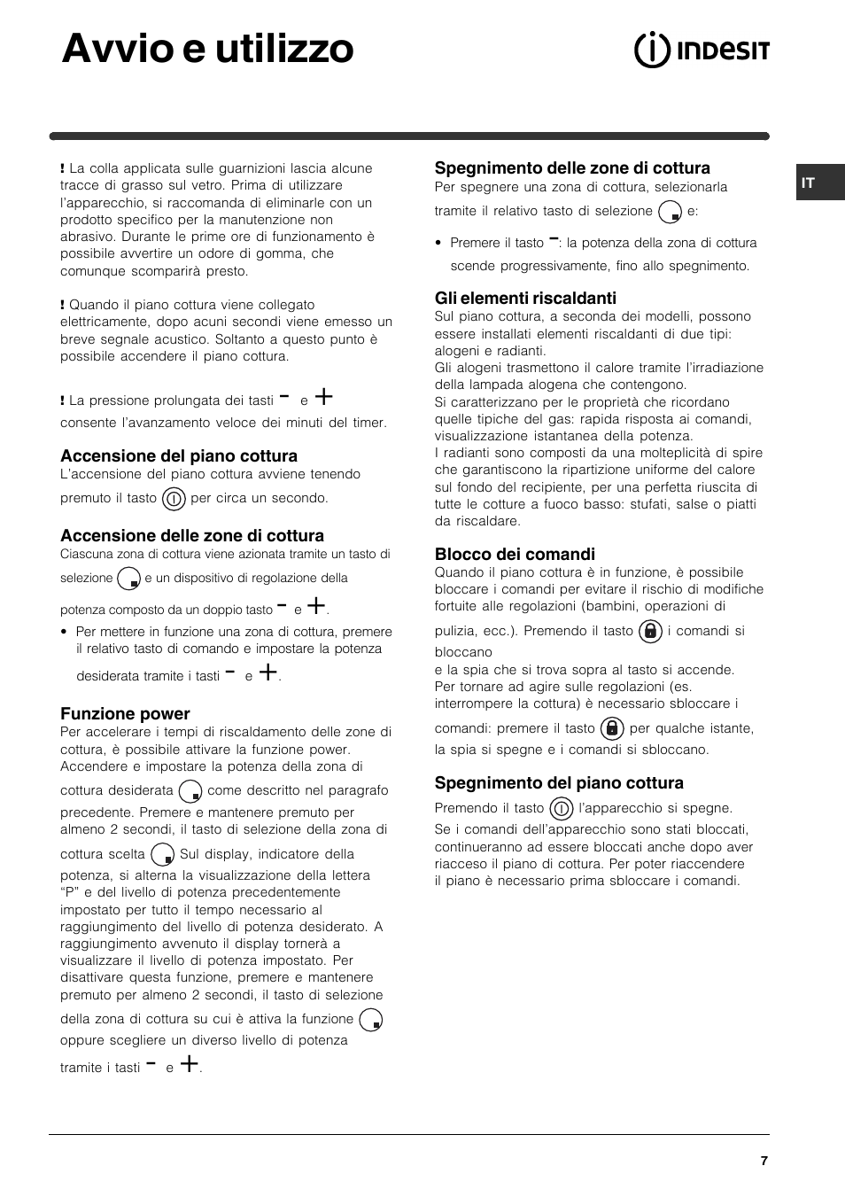Avvio e utilizzo | Indesit VRA 641 D X User Manual | Page 7 / 60