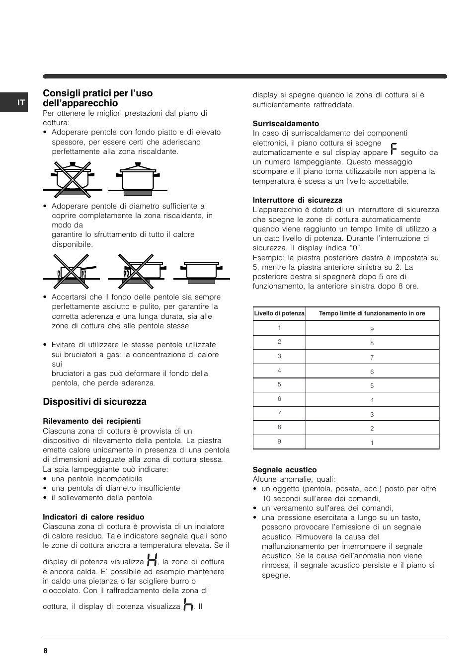 Consigli pratici per l’uso dell’apparecchio, Dispositivi di sicurezza | Indesit VRA 641 D X User Manual | Page 8 / 60