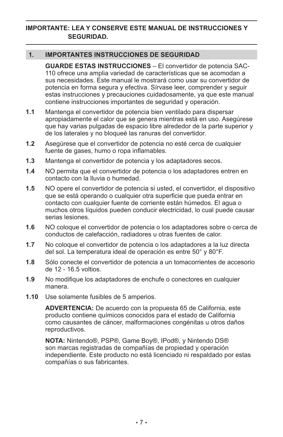 Schumacher SAC-110 User Manual | Page 10 / 23