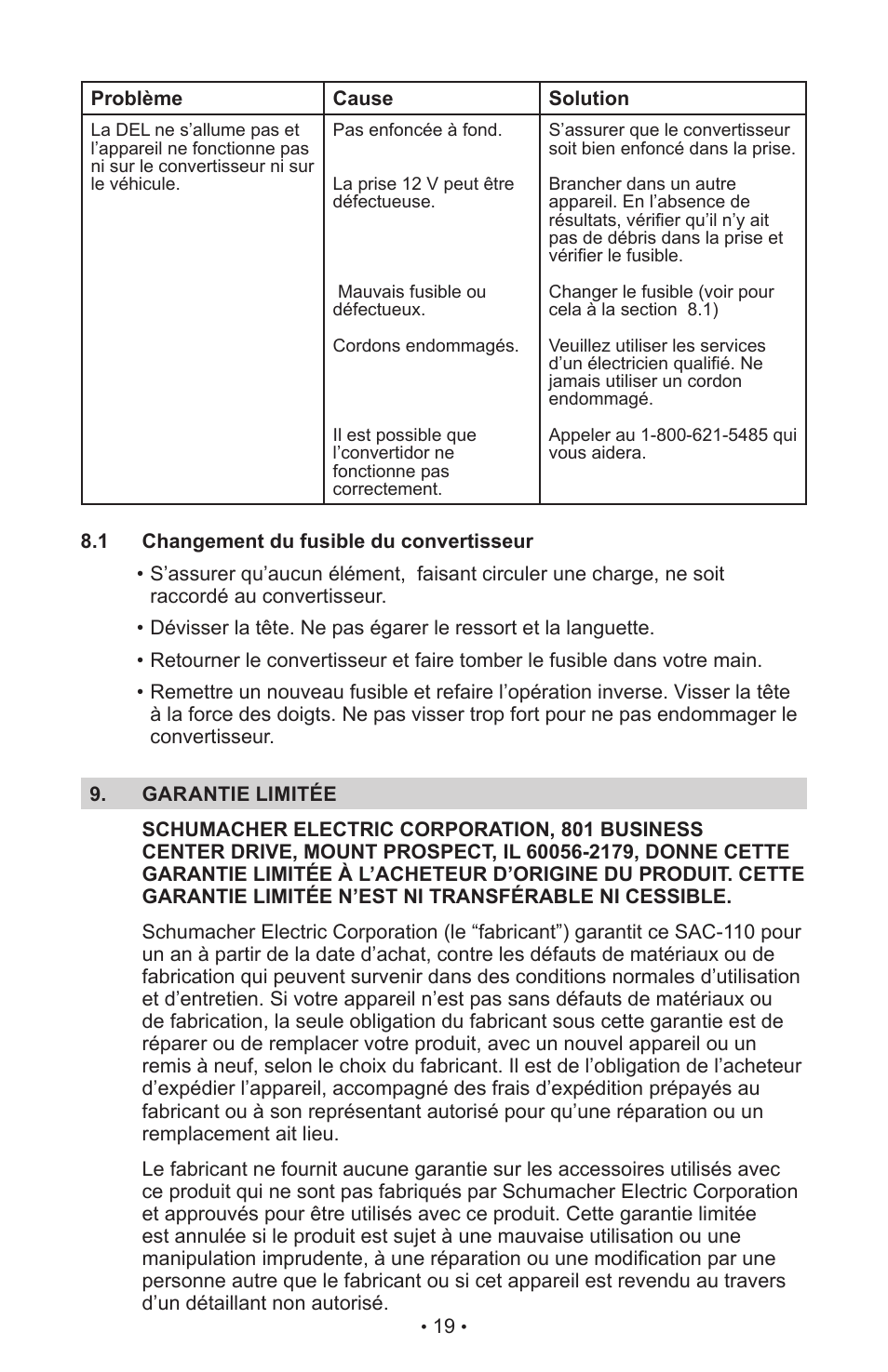 Schumacher SAC-110 User Manual | Page 22 / 23
