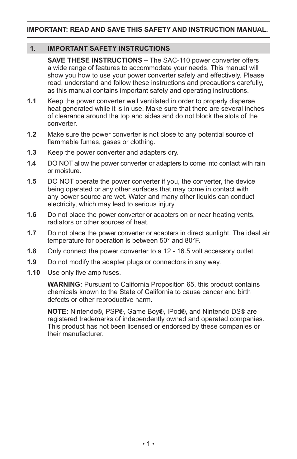 Schumacher SAC-110 User Manual | Page 4 / 23