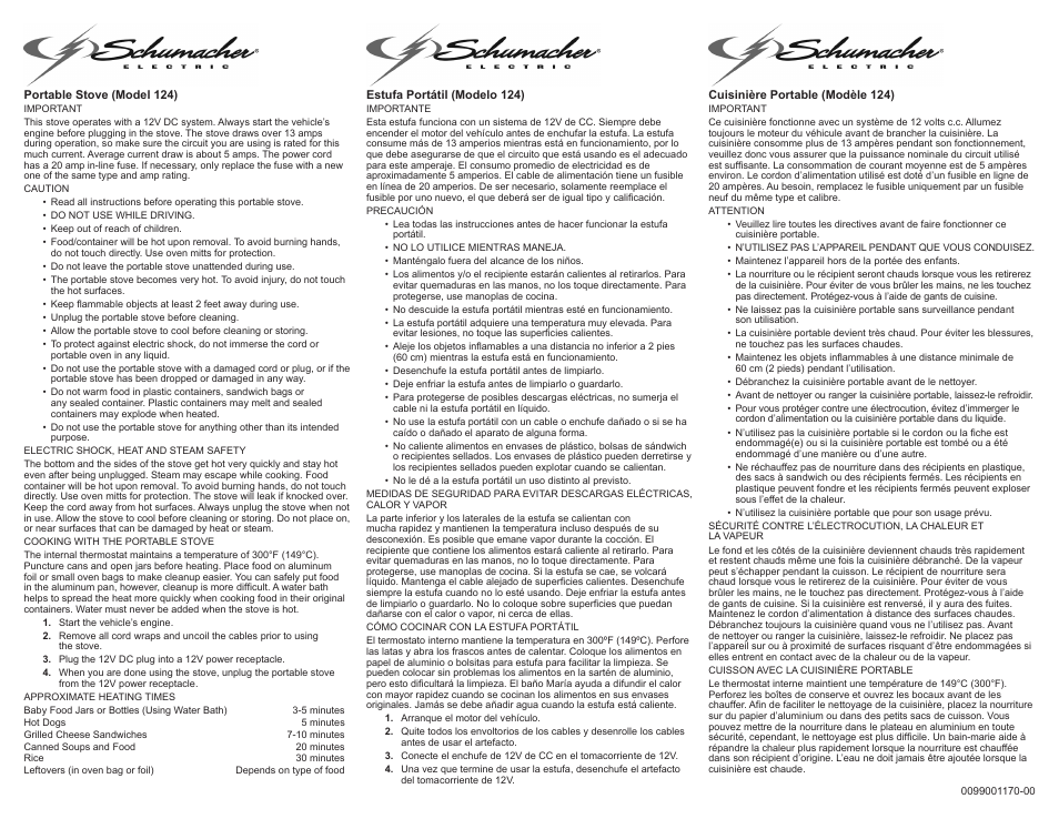 Schumacher 124 User Manual | 2 pages