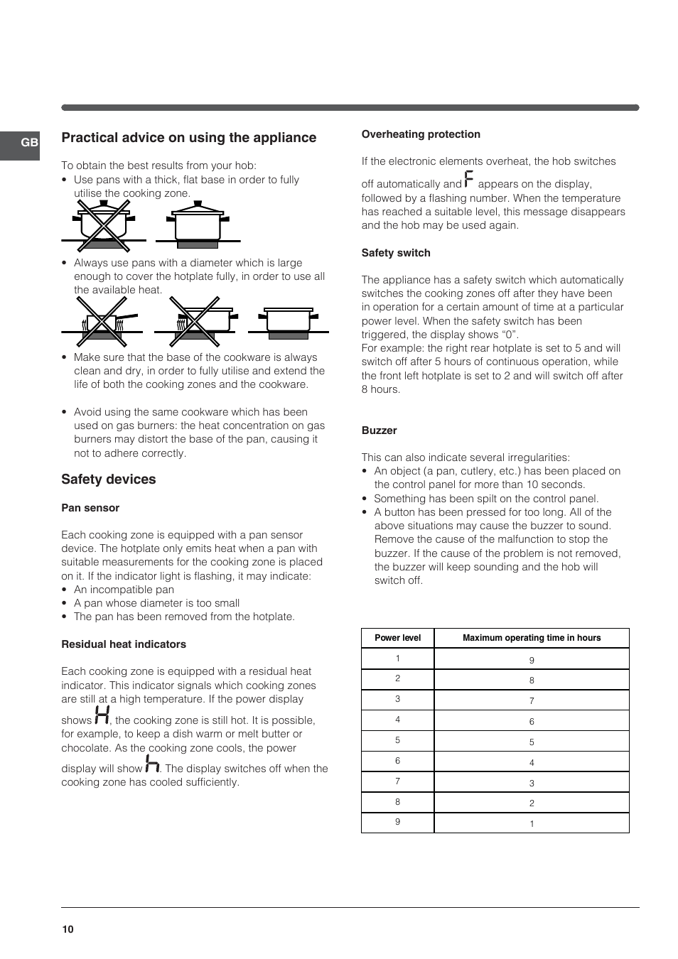 Practical advice on using the appliance, Safety devices | Indesit VRA 640 X User Manual | Page 10 / 80