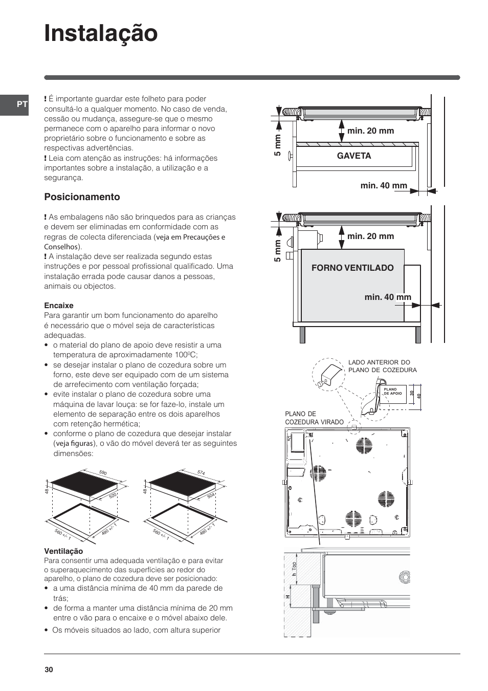 Instalação, Posicionamento | Indesit VRA 640 X User Manual | Page 30 / 80