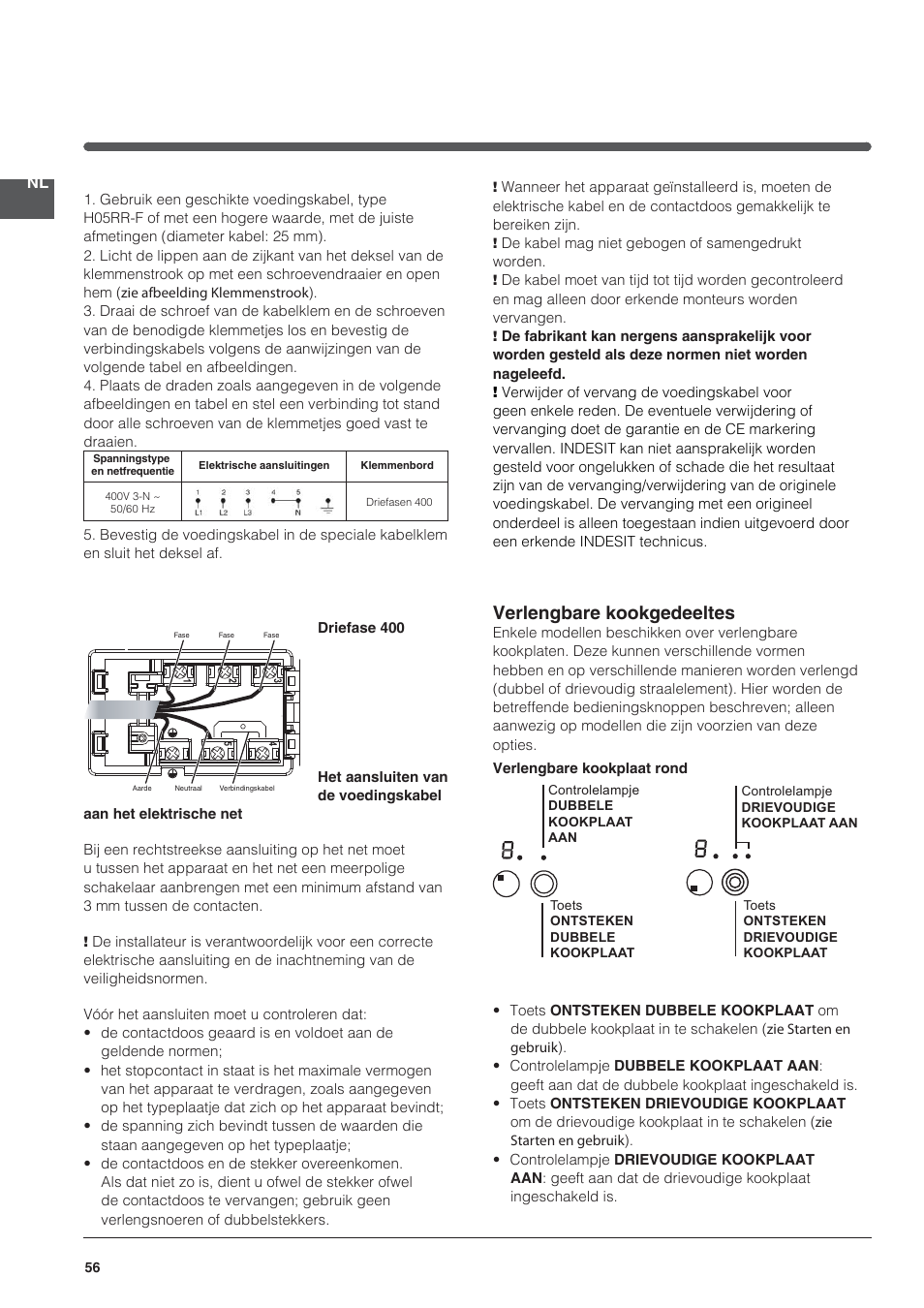 Verlengbare kookgedeeltes | Indesit VRA 640 X User Manual | Page 56 / 80