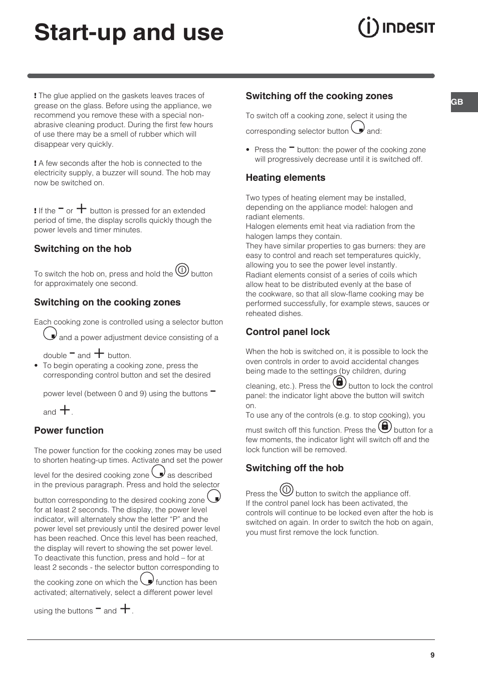 Start-up and use | Indesit VRA 640 X User Manual | Page 9 / 80