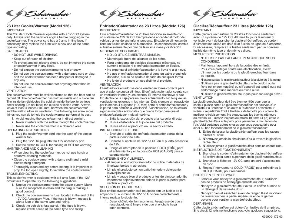 Schumacher 126 User Manual | 2 pages