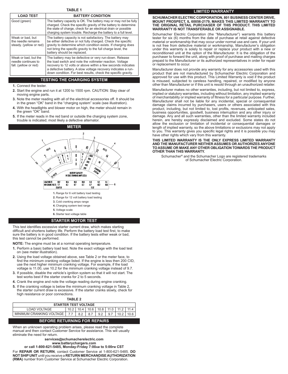 Schumacher BT-100 User Manual | Page 2 / 2