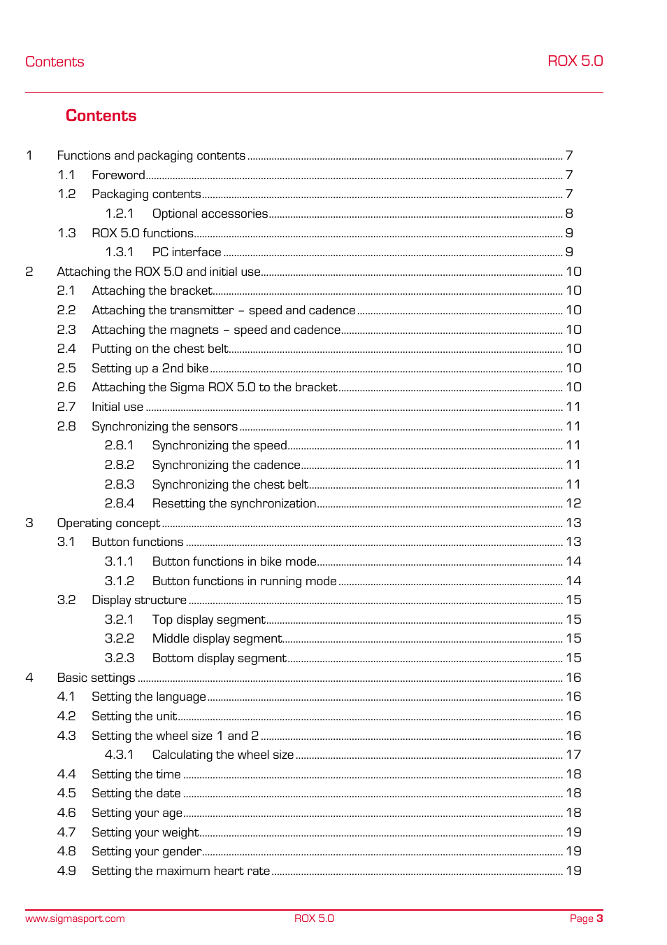 SIGMA ROX 5.0 User Manual | Page 3 / 40