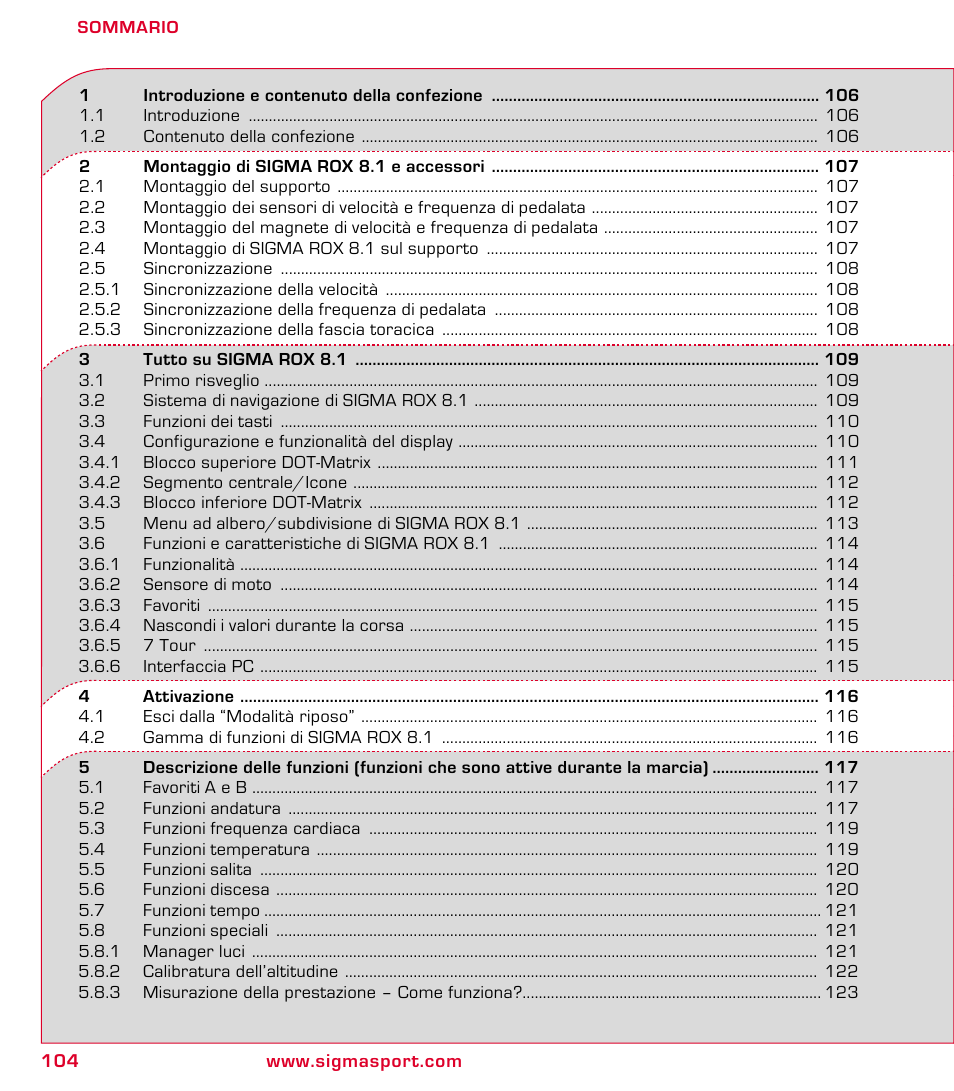 SIGMA ROX 8.1 User Manual | Page 104 / 172