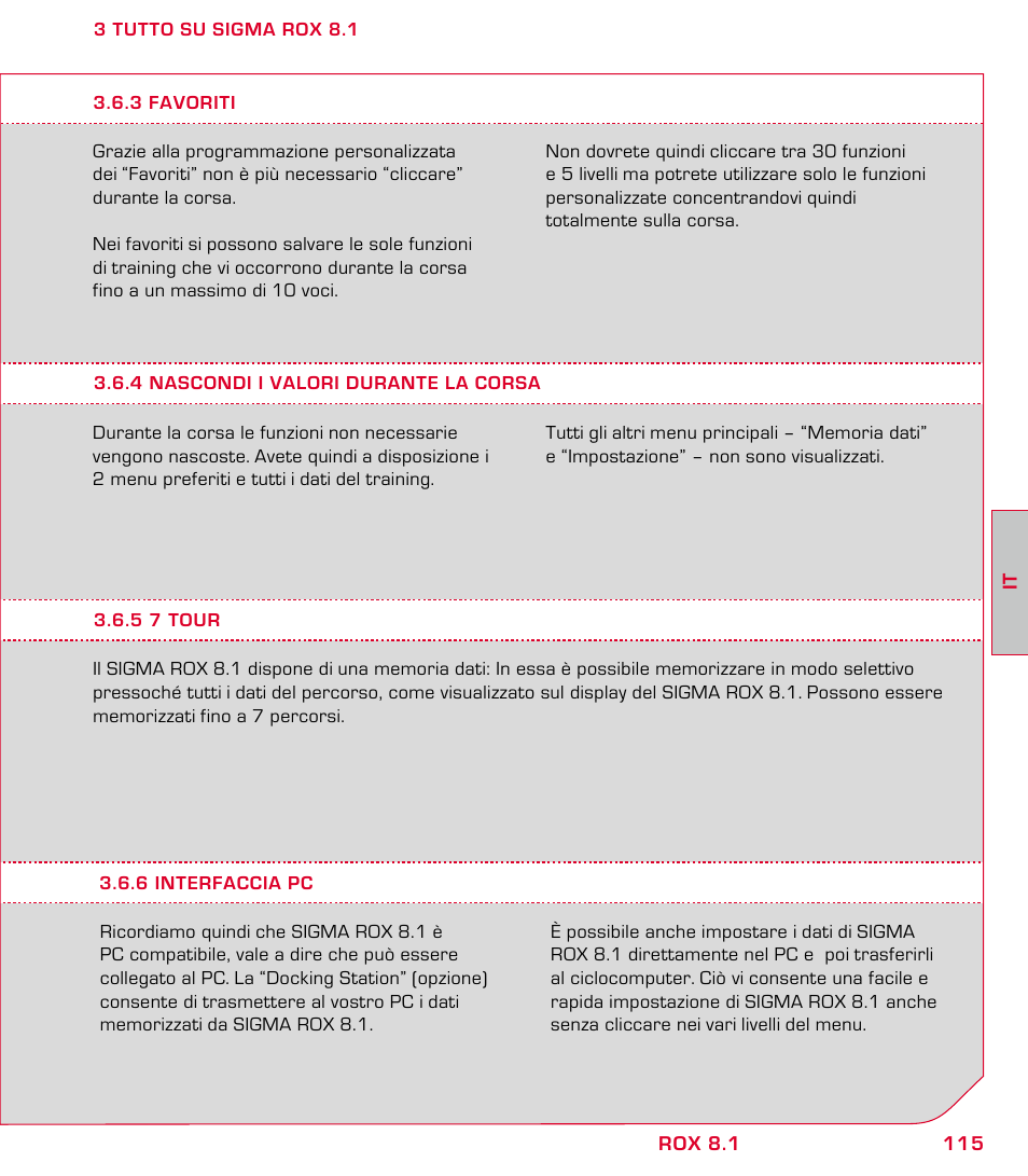 SIGMA ROX 8.1 User Manual | Page 115 / 172