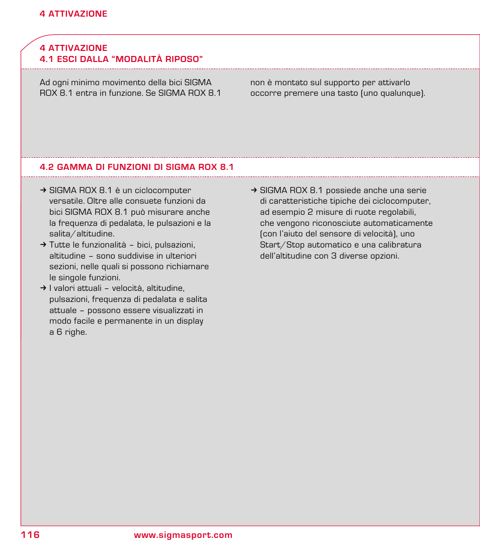 SIGMA ROX 8.1 User Manual | Page 116 / 172