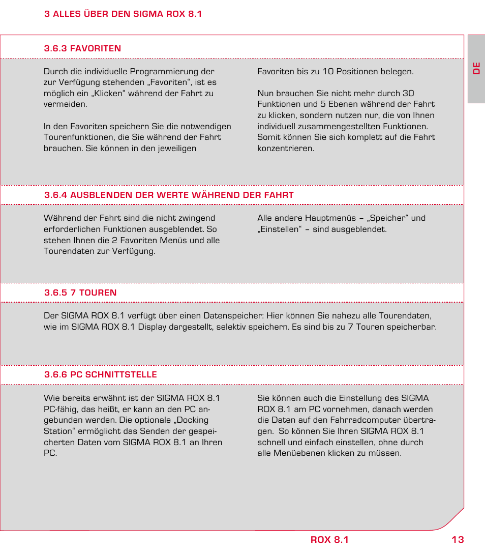 SIGMA ROX 8.1 User Manual | Page 13 / 172