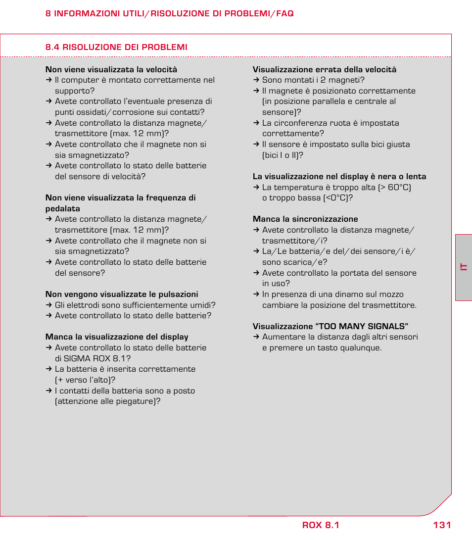 SIGMA ROX 8.1 User Manual | Page 131 / 172