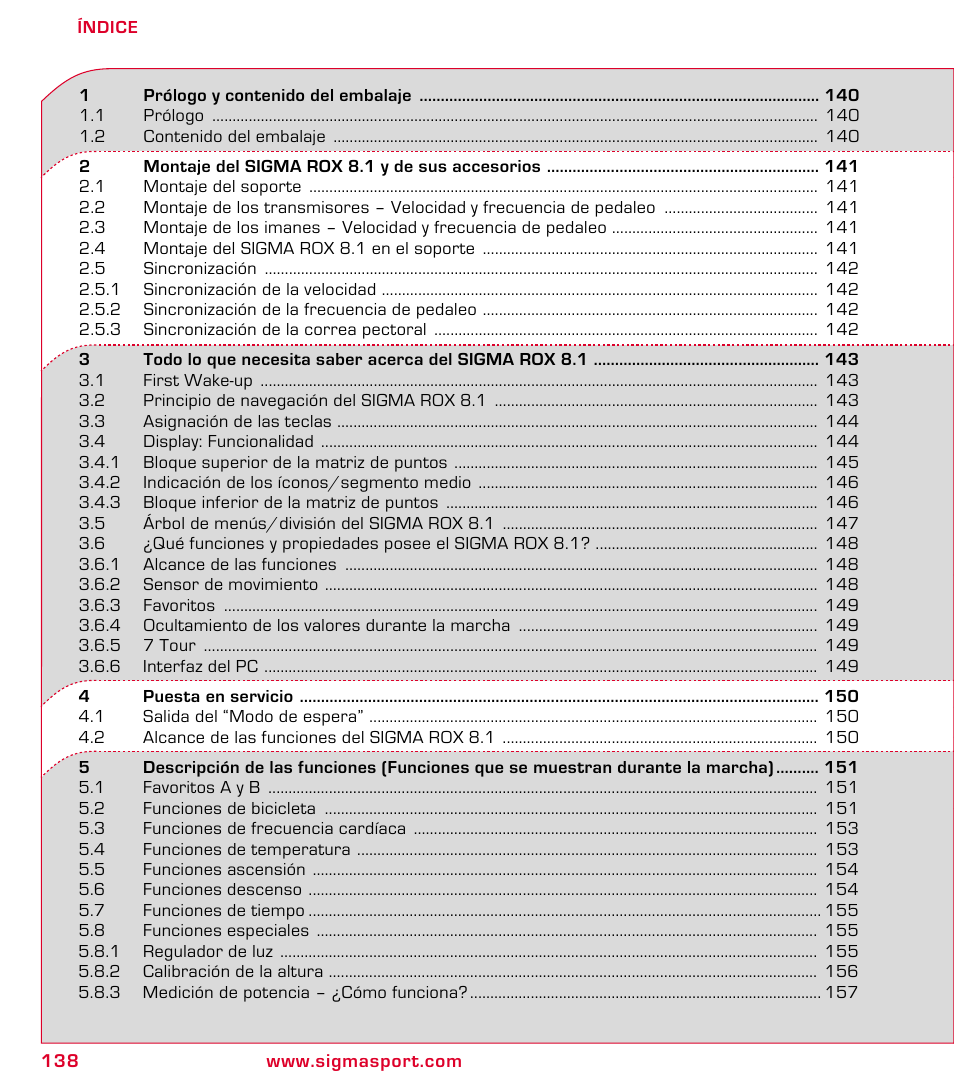 SIGMA ROX 8.1 User Manual | Page 138 / 172