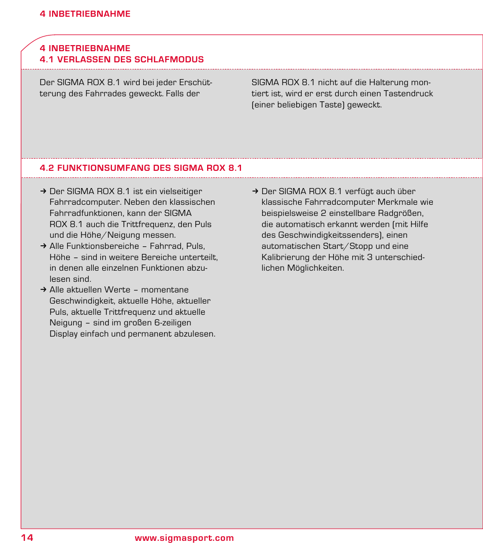 SIGMA ROX 8.1 User Manual | Page 14 / 172