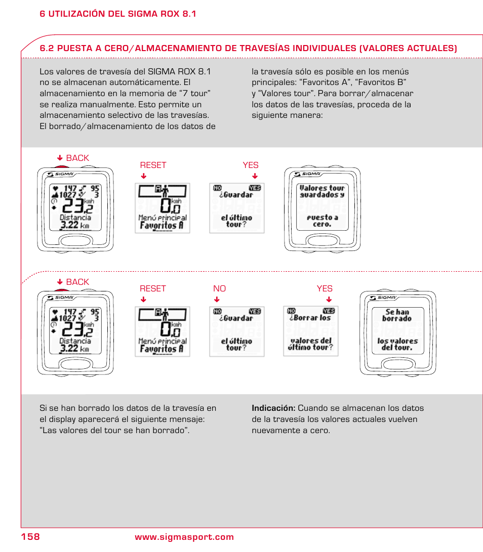 SIGMA ROX 8.1 User Manual | Page 158 / 172