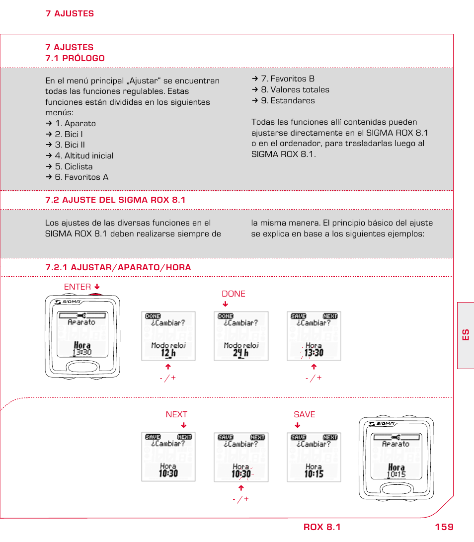 SIGMA ROX 8.1 User Manual | Page 159 / 172