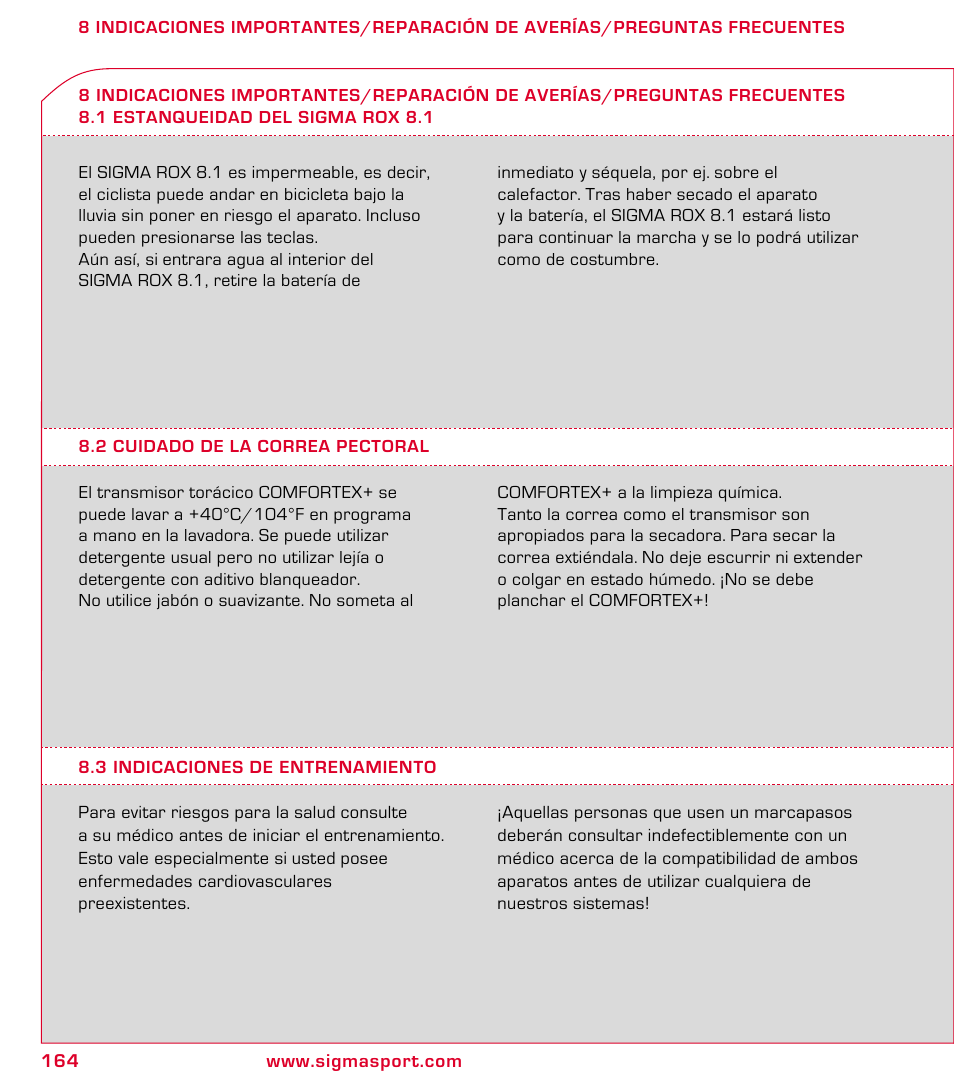 SIGMA ROX 8.1 User Manual | Page 164 / 172