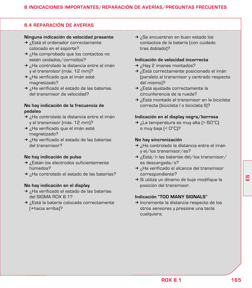 SIGMA ROX 8.1 User Manual | Page 165 / 172