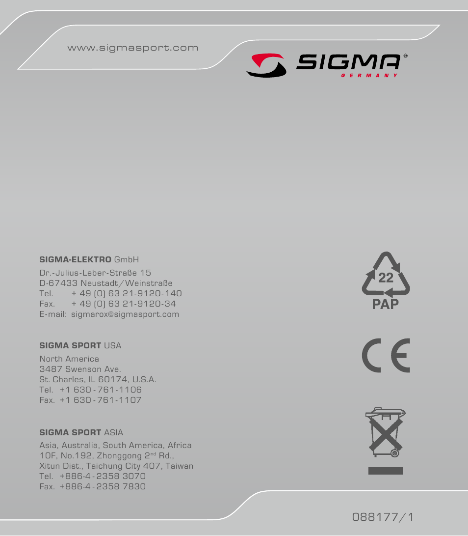 SIGMA ROX 8.1 User Manual | Page 172 / 172