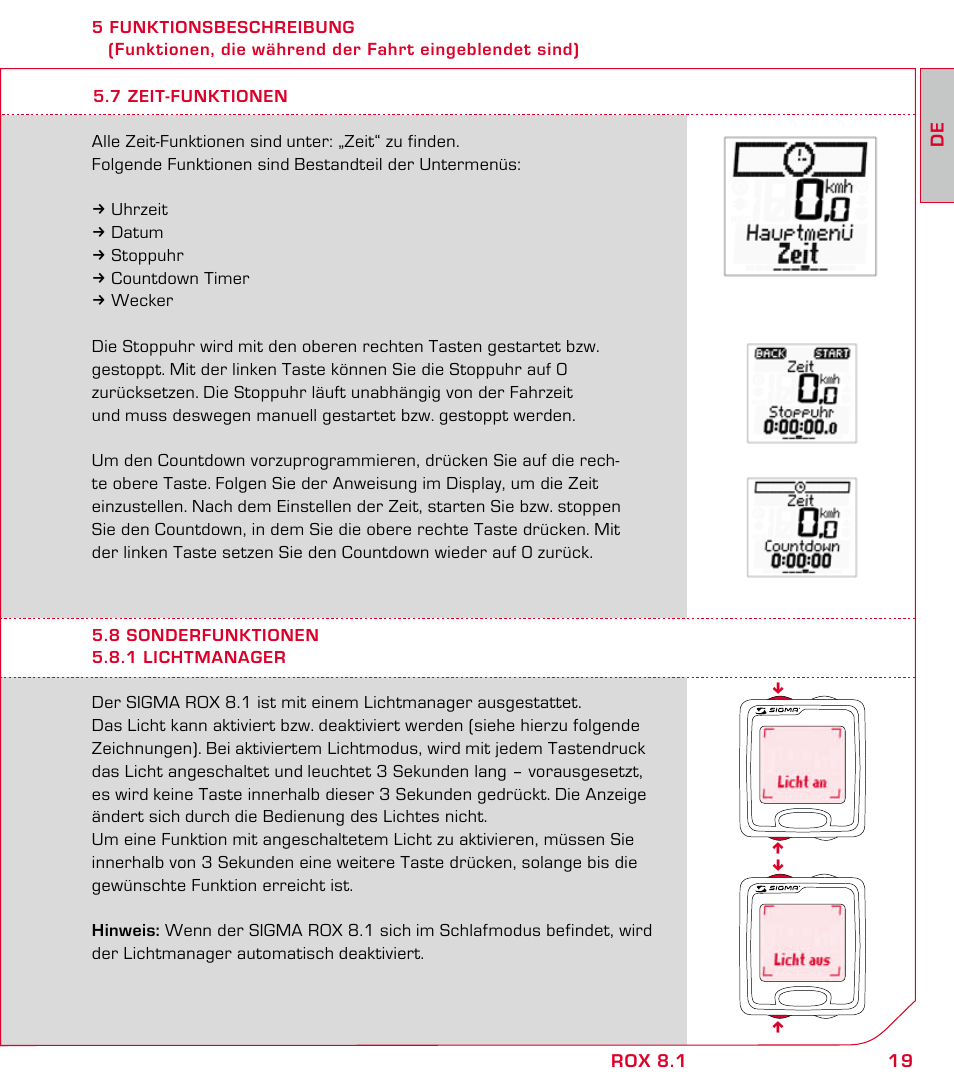 SIGMA ROX 8.1 User Manual | Page 19 / 172