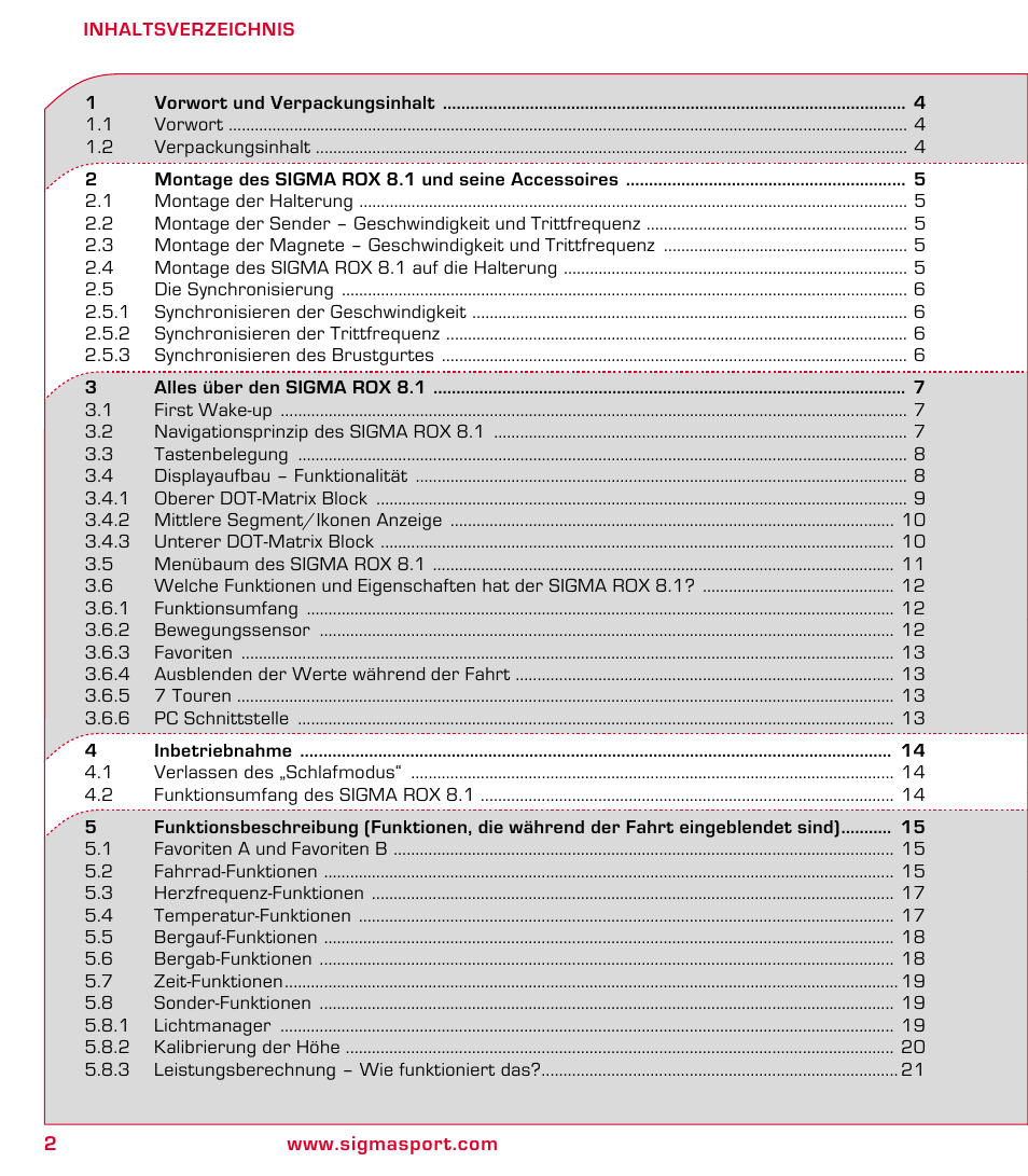 SIGMA ROX 8.1 User Manual | Page 2 / 172