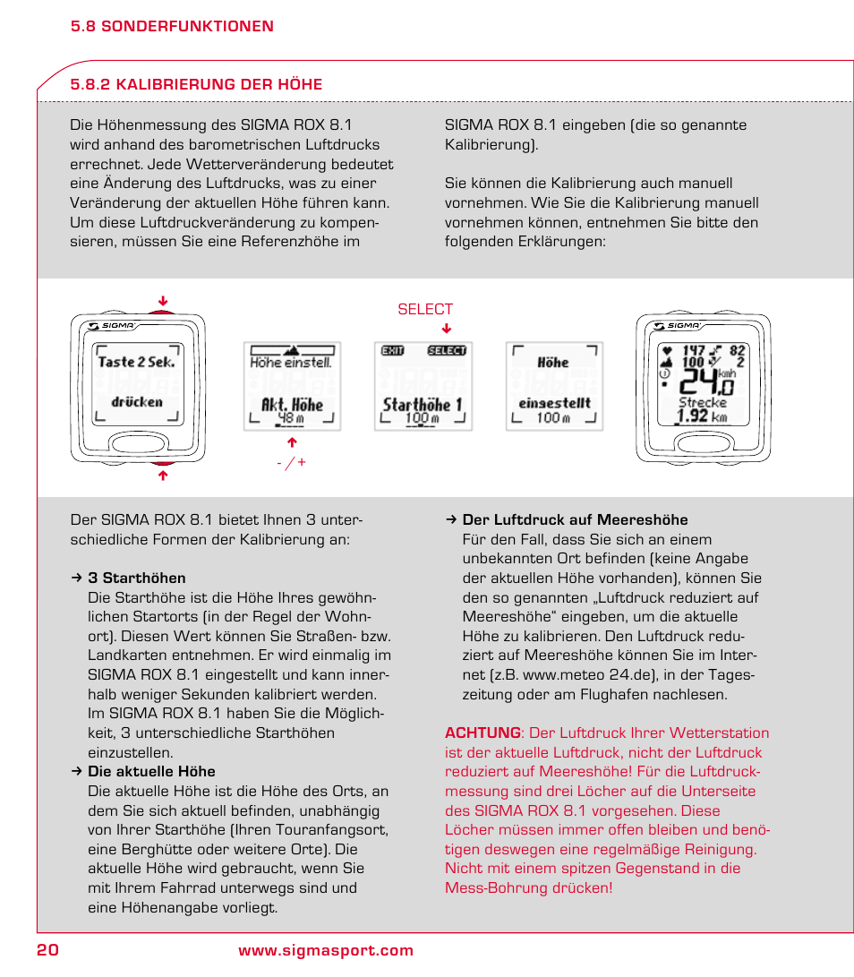 SIGMA ROX 8.1 User Manual | Page 20 / 172