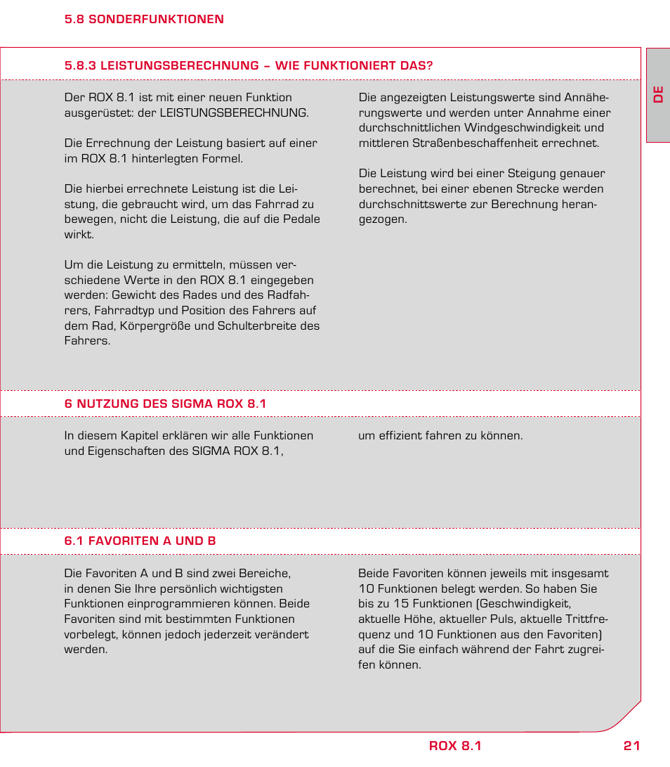 SIGMA ROX 8.1 User Manual | Page 21 / 172