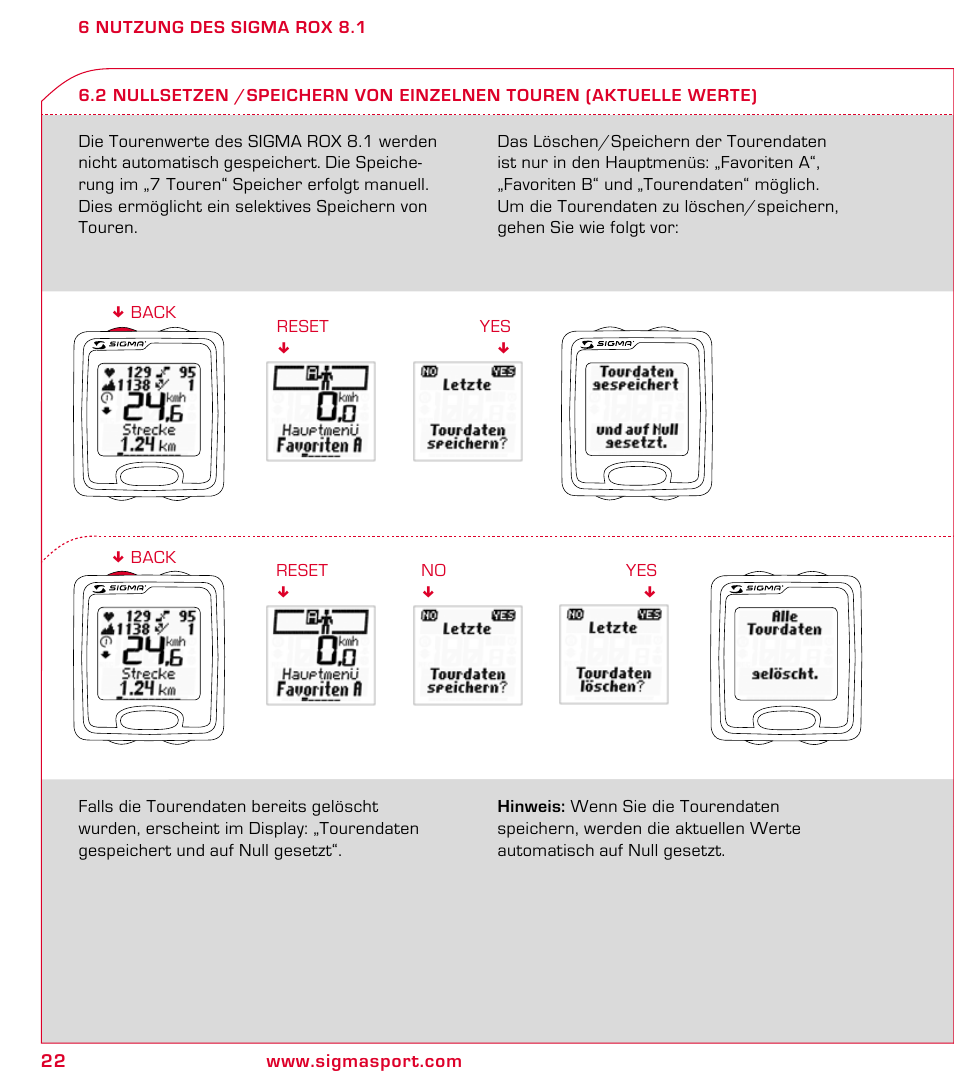 SIGMA ROX 8.1 User Manual | Page 22 / 172