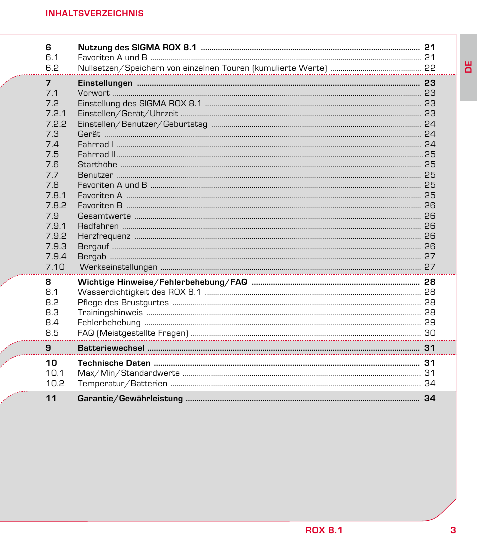 SIGMA ROX 8.1 User Manual | Page 3 / 172