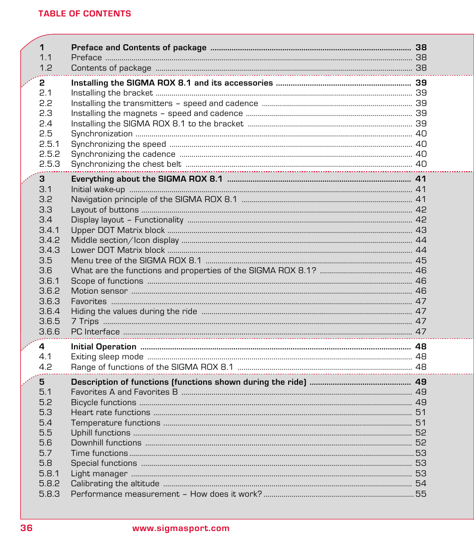 SIGMA ROX 8.1 User Manual | Page 36 / 172