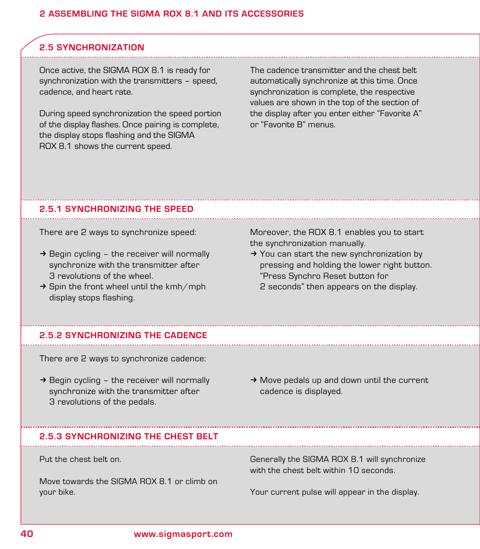 SIGMA ROX 8.1 User Manual | Page 40 / 172