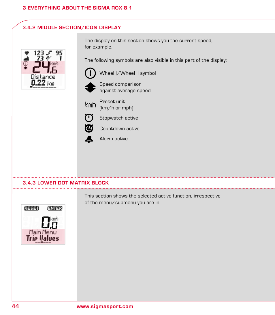 SIGMA ROX 8.1 User Manual | Page 44 / 172