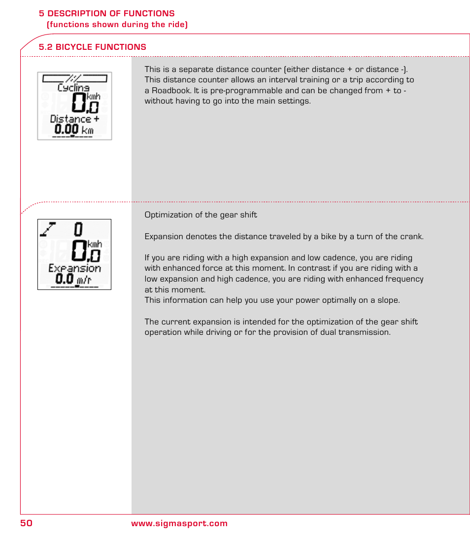 SIGMA ROX 8.1 User Manual | Page 50 / 172