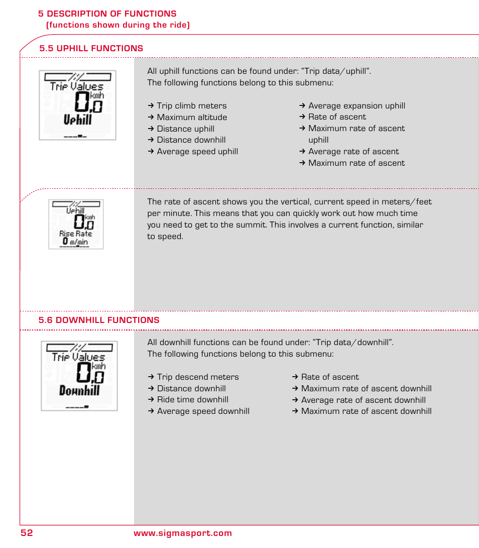 SIGMA ROX 8.1 User Manual | Page 52 / 172