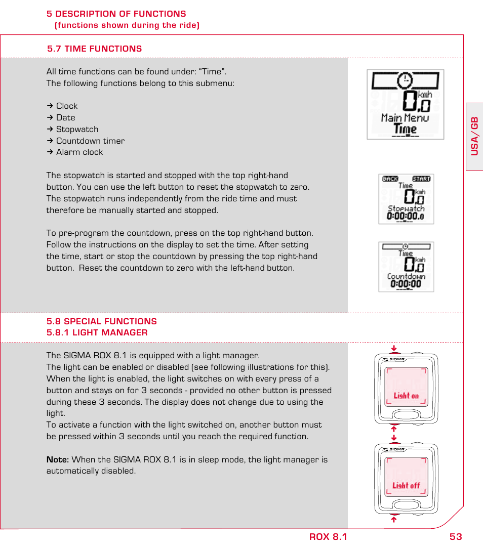 SIGMA ROX 8.1 User Manual | Page 53 / 172