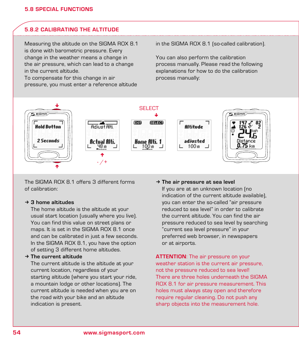 SIGMA ROX 8.1 User Manual | Page 54 / 172