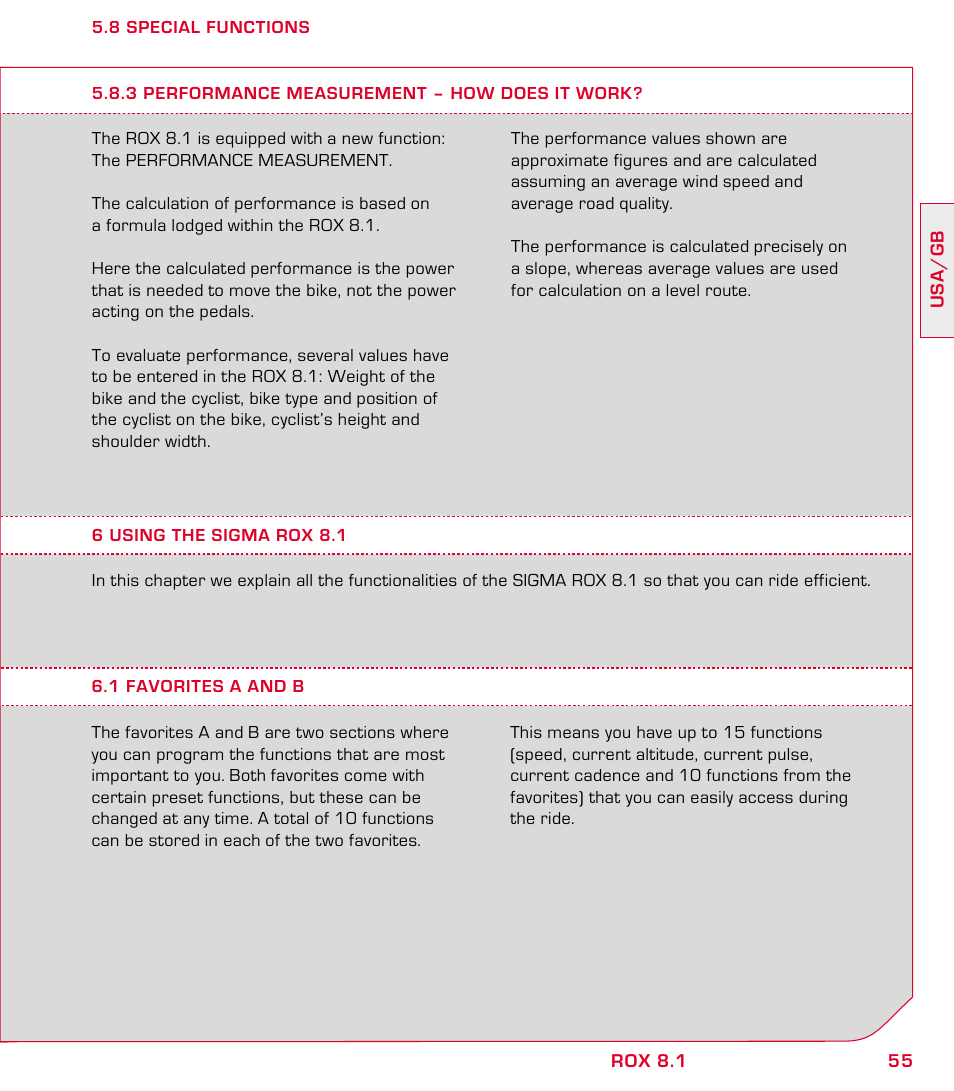 SIGMA ROX 8.1 User Manual | Page 55 / 172