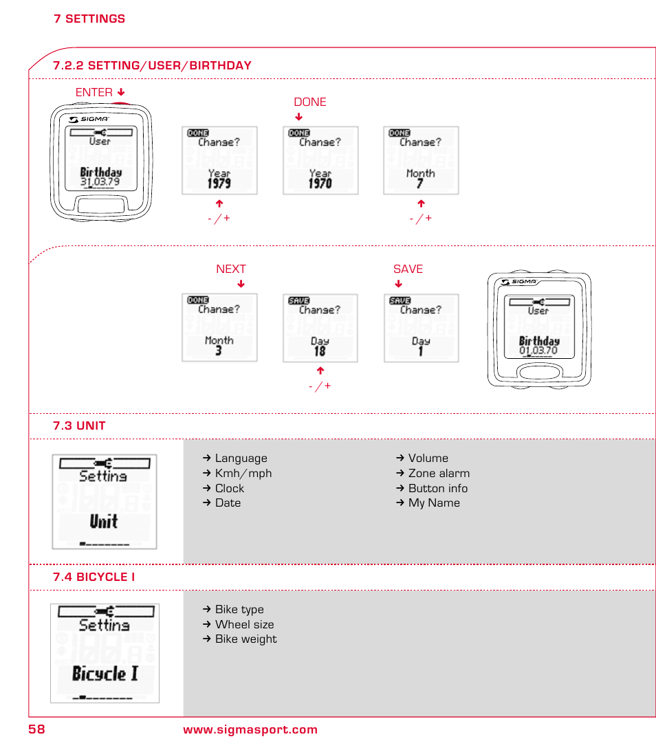 SIGMA ROX 8.1 User Manual | Page 58 / 172