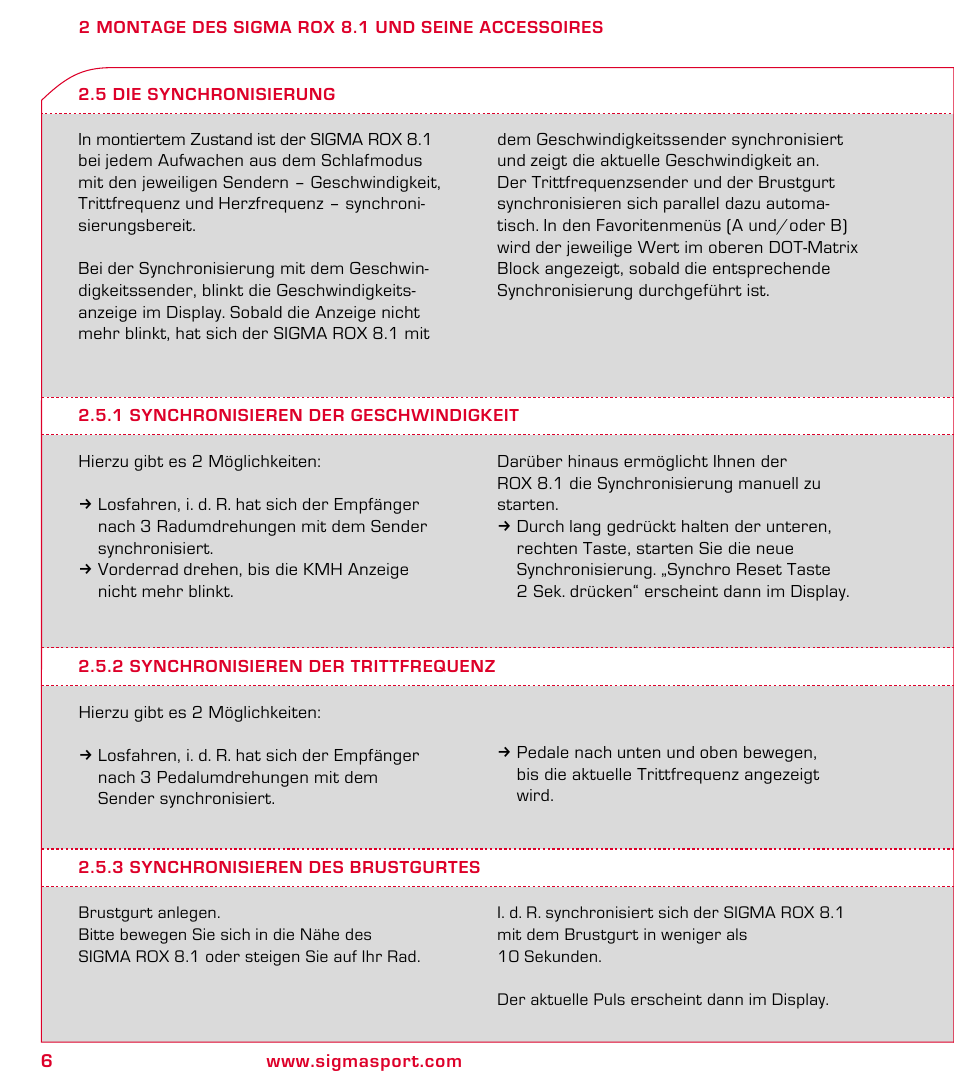 SIGMA ROX 8.1 User Manual | Page 6 / 172