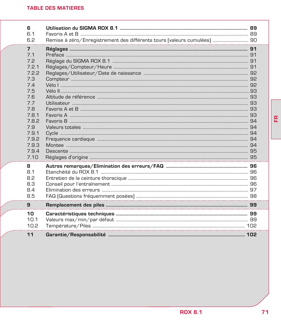 SIGMA ROX 8.1 User Manual | Page 71 / 172