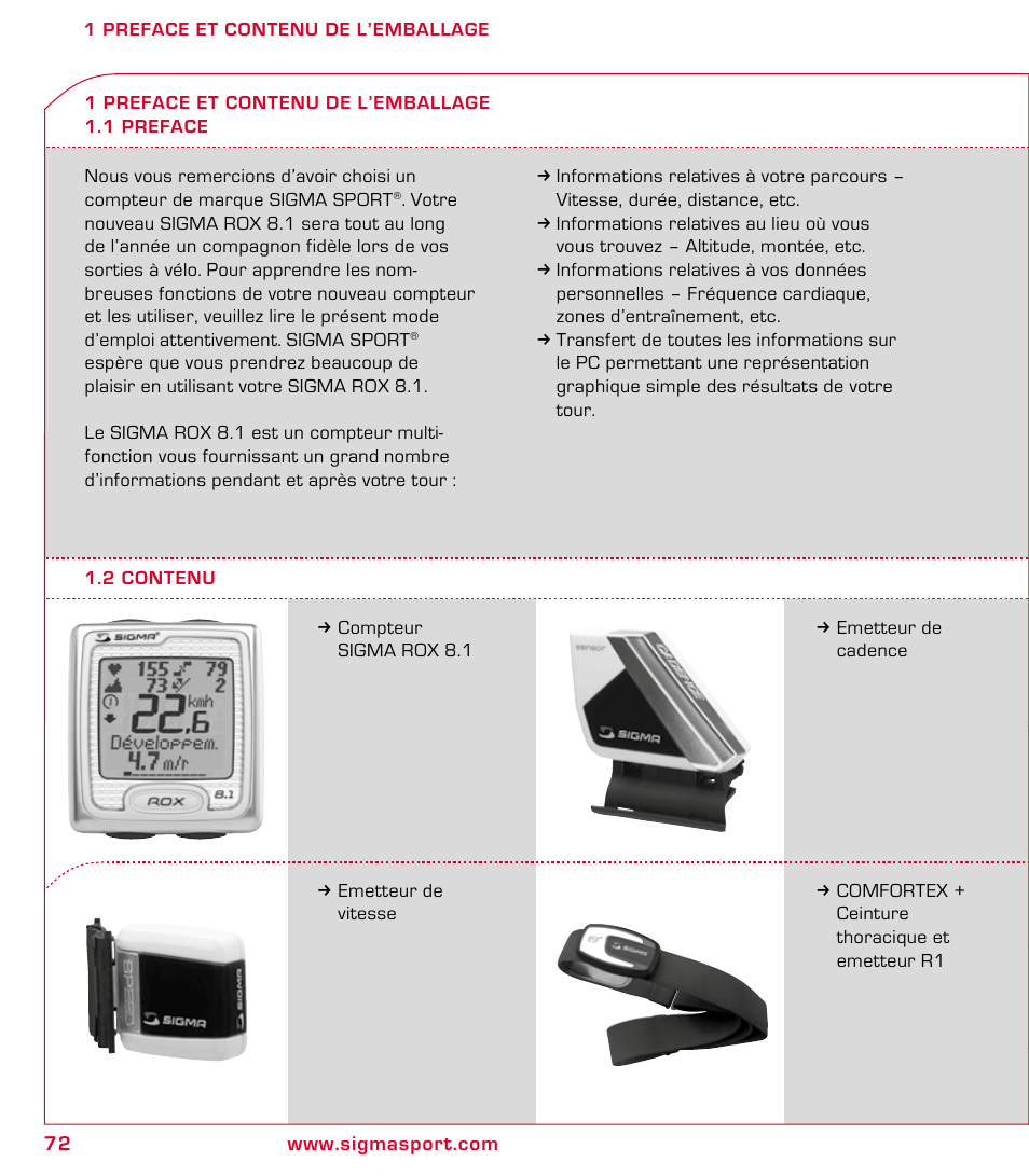 SIGMA ROX 8.1 User Manual | Page 72 / 172