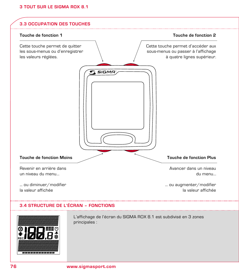 SIGMA ROX 8.1 User Manual | Page 76 / 172