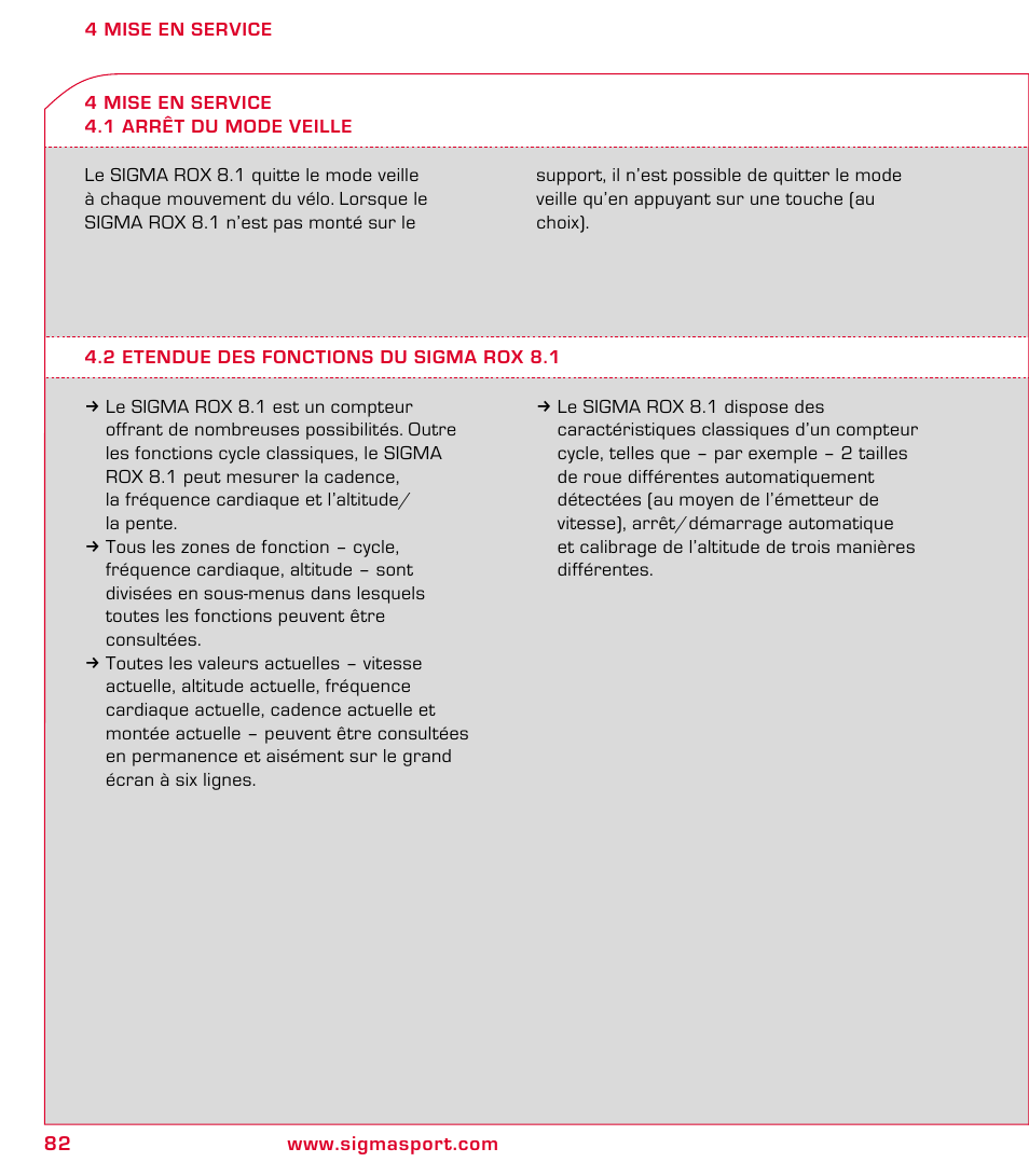 SIGMA ROX 8.1 User Manual | Page 82 / 172