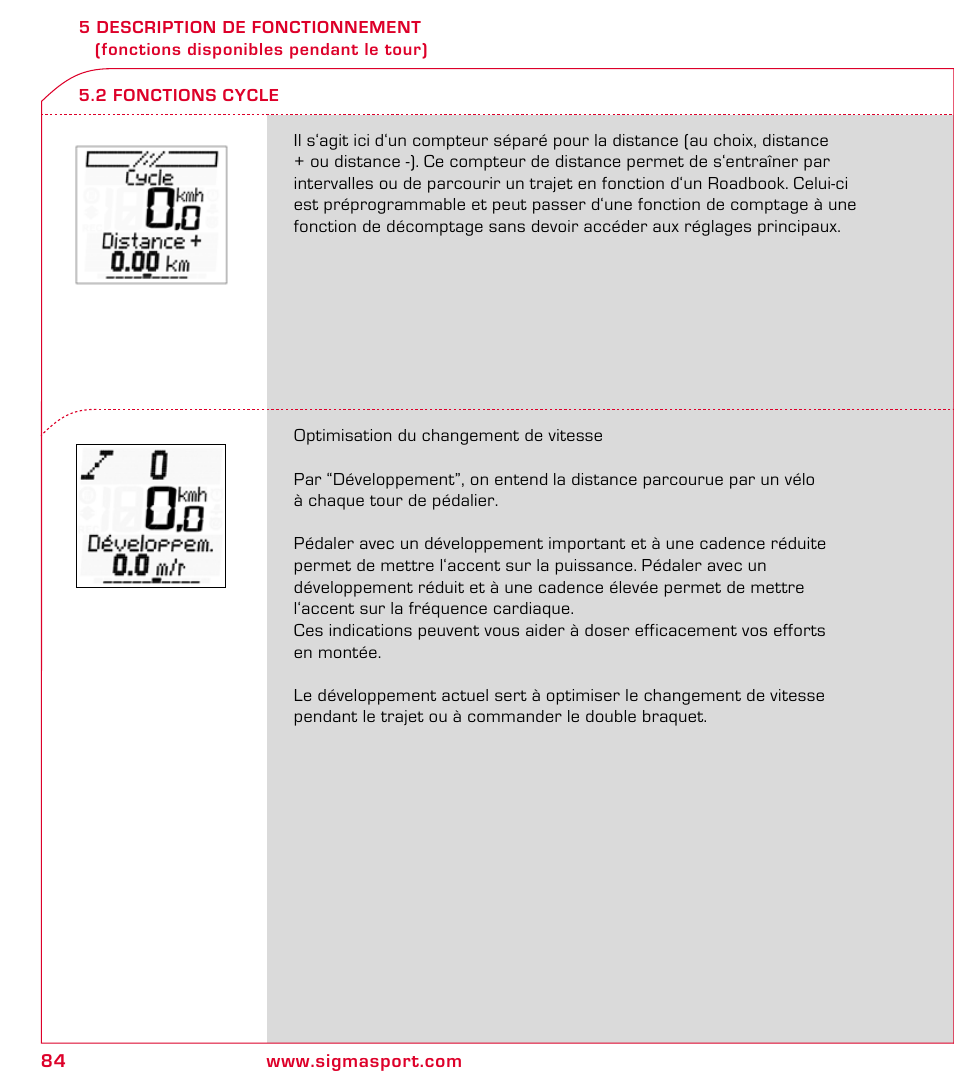 SIGMA ROX 8.1 User Manual | Page 84 / 172