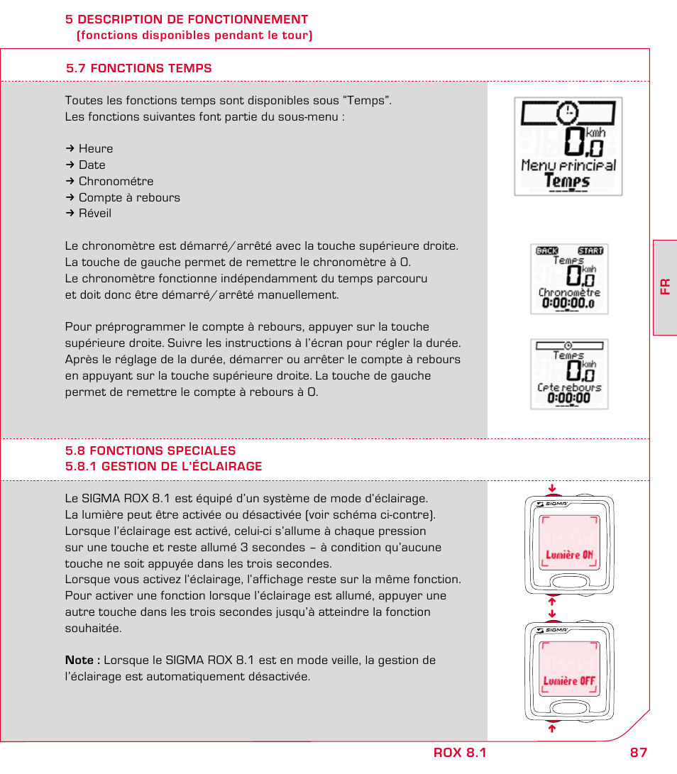 SIGMA ROX 8.1 User Manual | Page 87 / 172