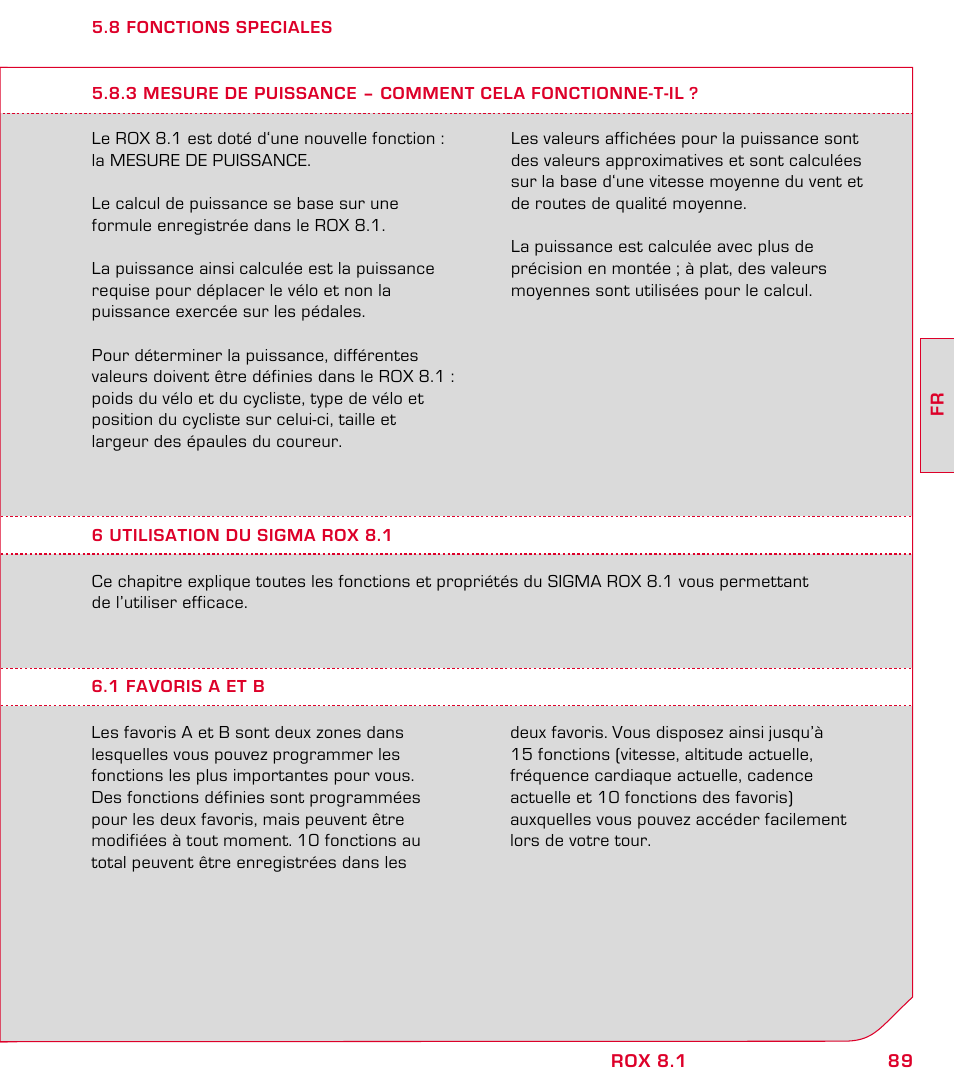 SIGMA ROX 8.1 User Manual | Page 89 / 172