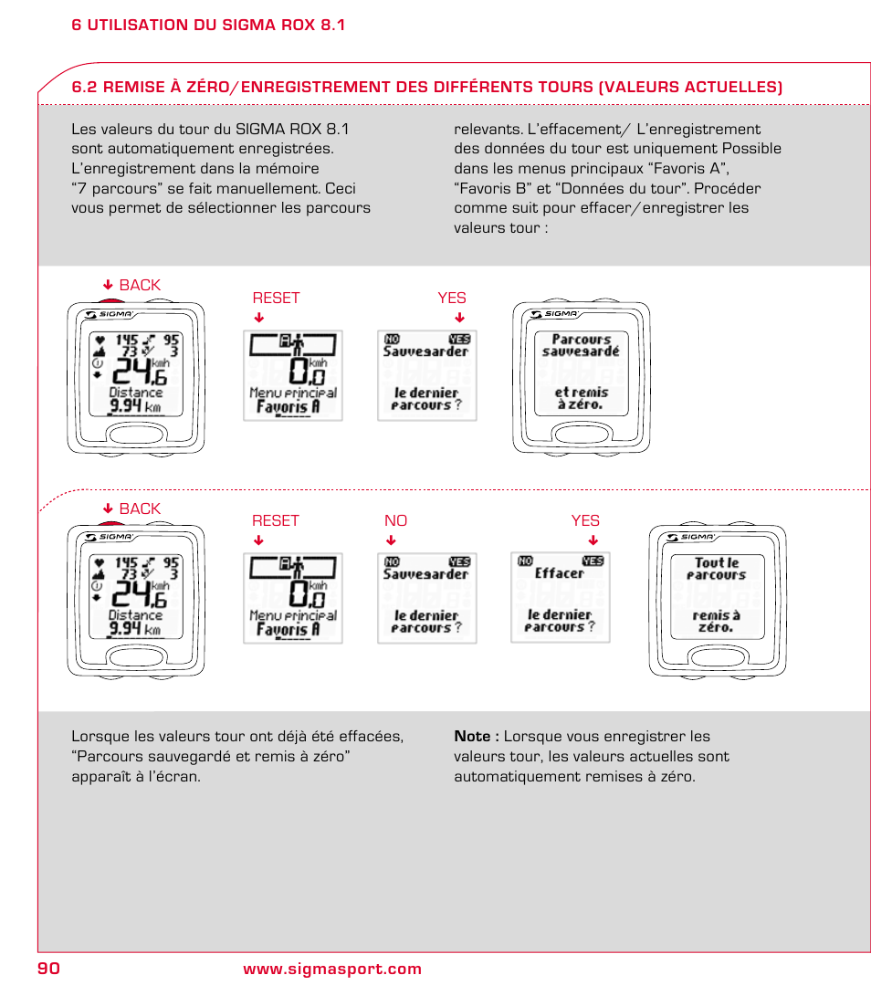 SIGMA ROX 8.1 User Manual | Page 90 / 172