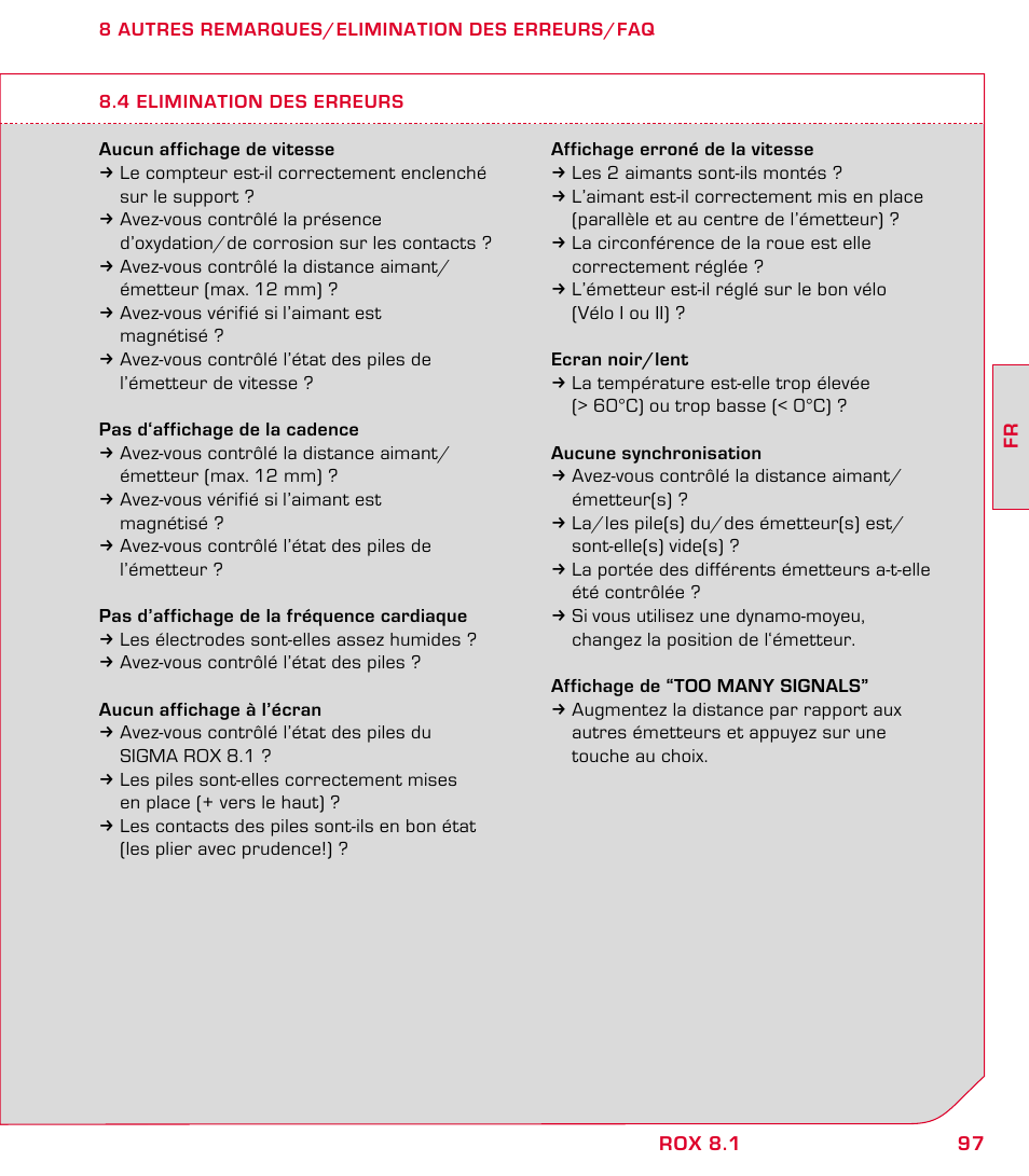 SIGMA ROX 8.1 User Manual | Page 97 / 172